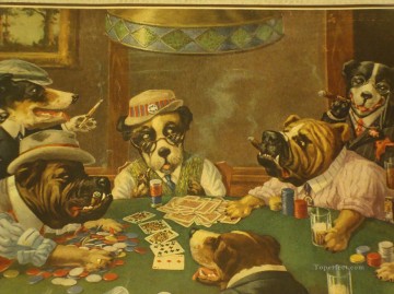 Chien œuvres - Chiens jouant au cigare de poker